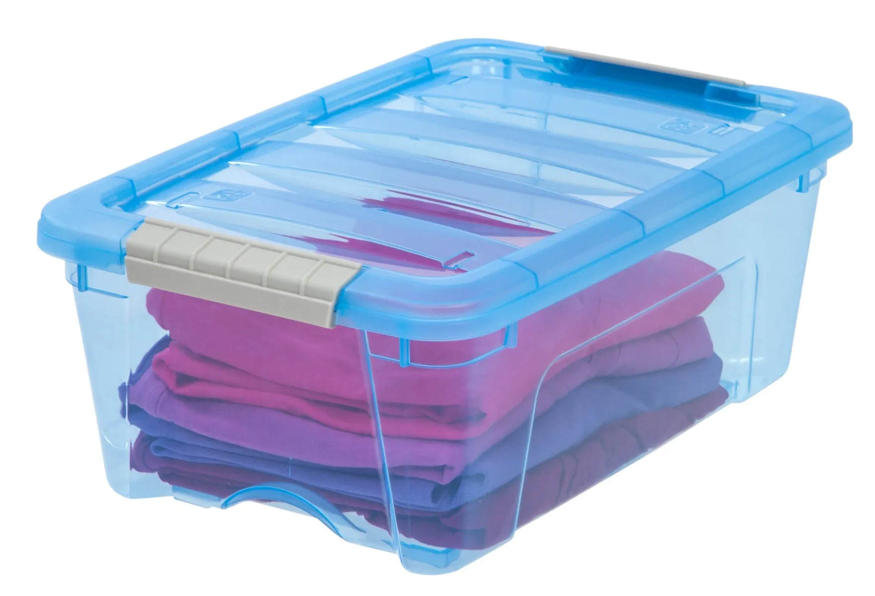 Stack & Pull™ Storage Box - 12 QT, 6 Pack, Trans Blue