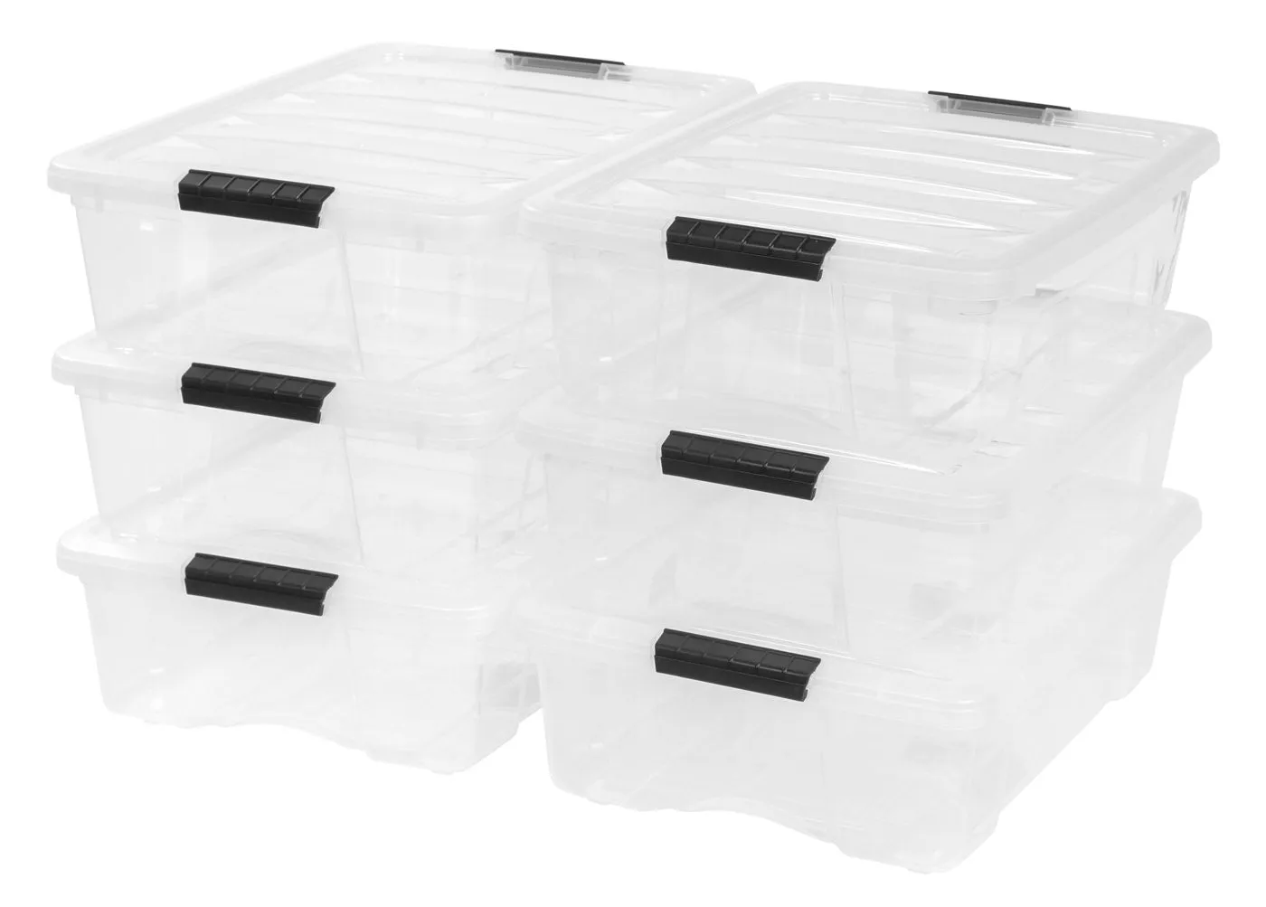 Stack & Pull™ Storage Box - 26 QT, 6 Pack, Clear