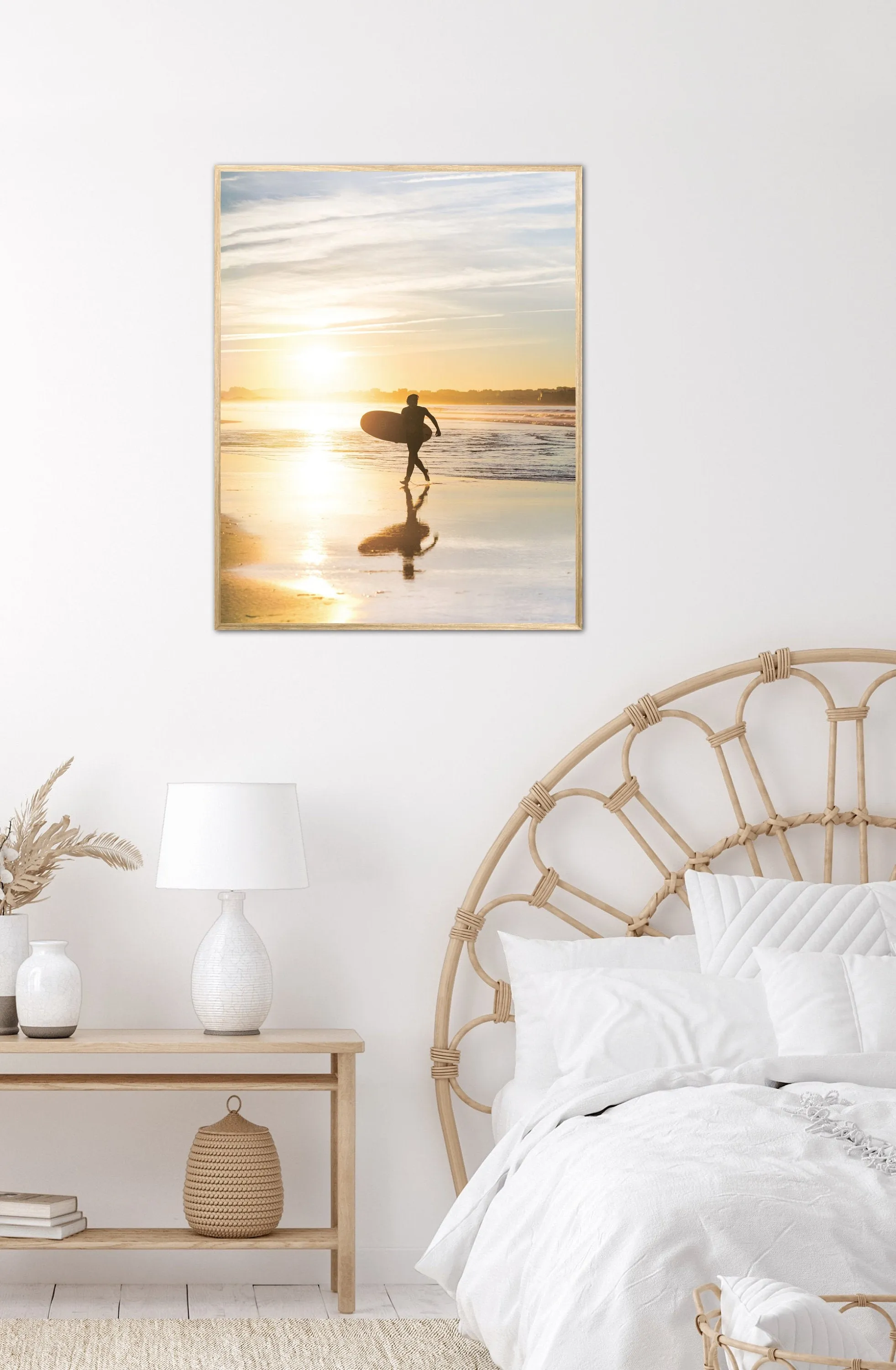 Sunset Surfer Wall Art Set Of 2 INSTANT DOWNLOAD Art Prints, Coastal Decor, Lifeguard Palm Tree Print, Surfboard Wall Decor