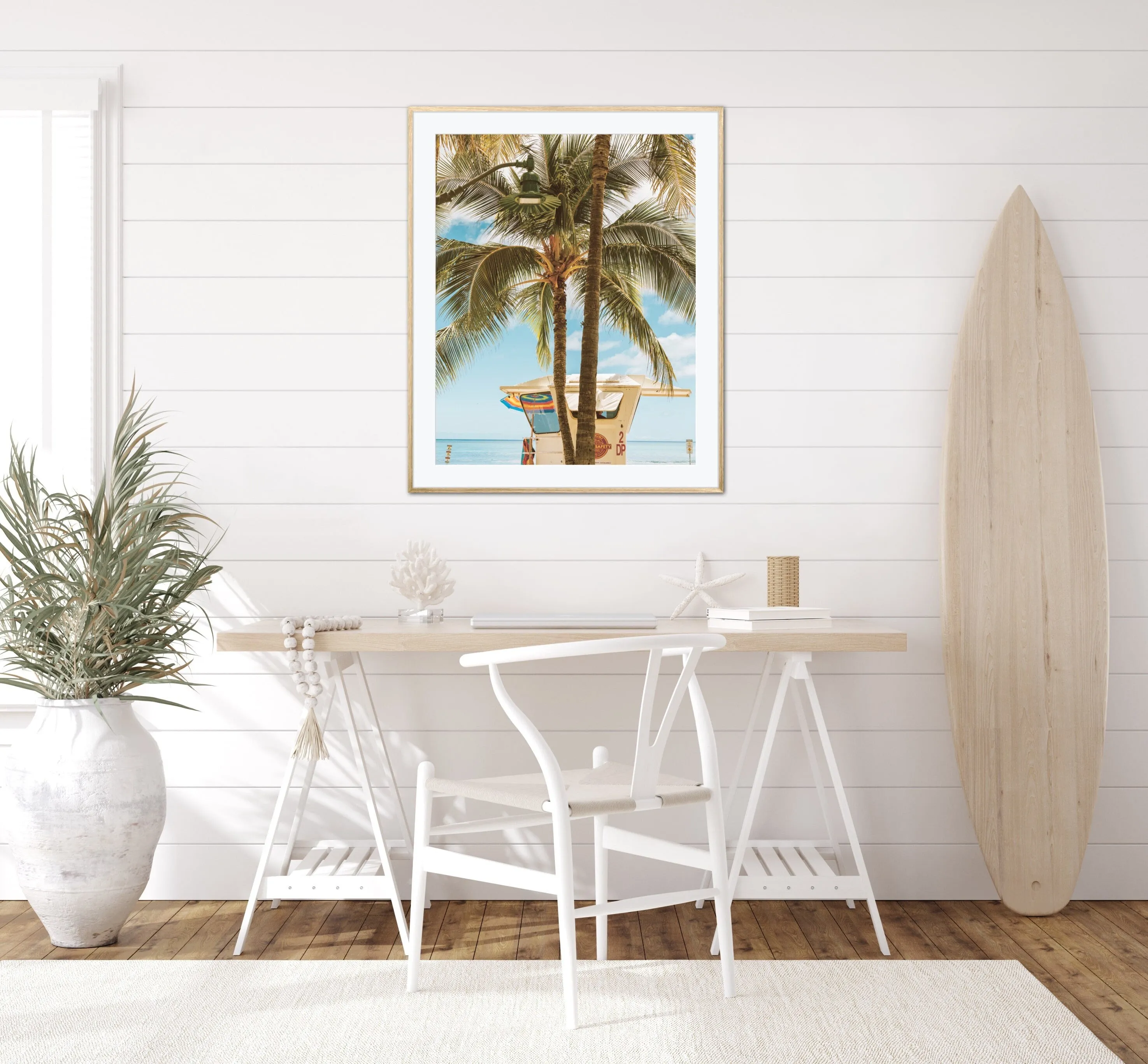 Sunset Surfer Wall Art Set Of 2 INSTANT DOWNLOAD Art Prints, Coastal Decor, Lifeguard Palm Tree Print, Surfboard Wall Decor