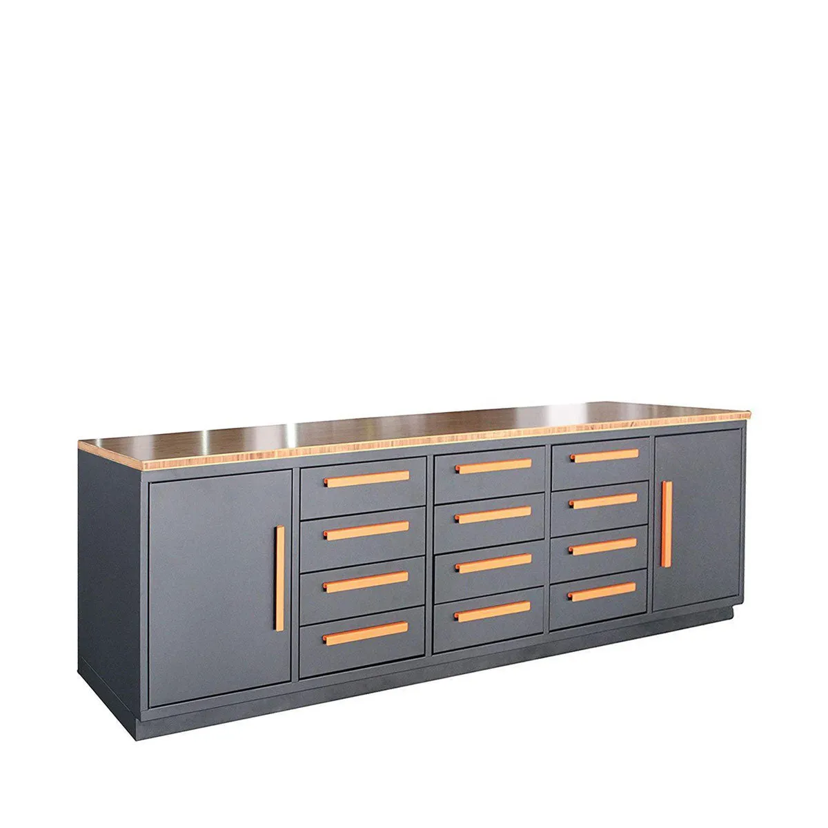 Sure! Here’s an optimized title for the product that includes relevant modifiers:

TMG Industrial Heavy-Duty 10-Foot Bamboo Table Top Workbench with 12 Drawers and Two Storage Cabinets – All-in-One Welded Steel Frame with Smooth Ball Bearing Slides (Model TMG-WB10B)