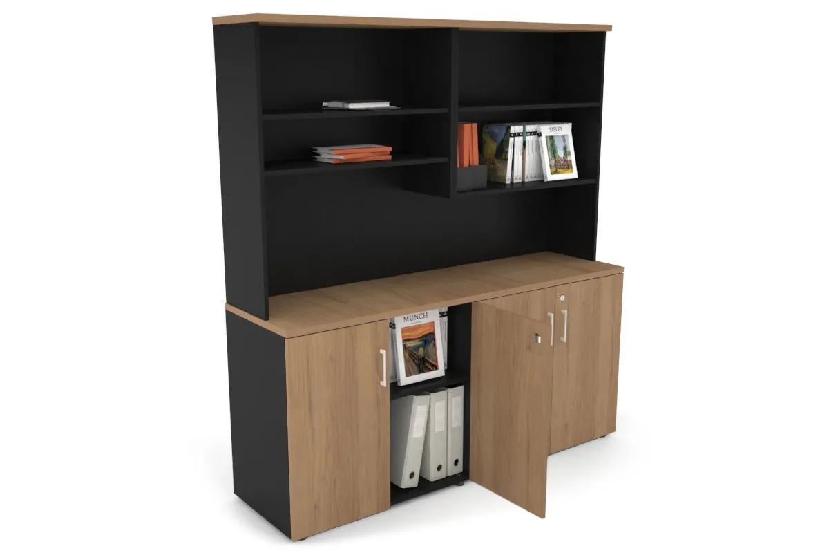 Uniform Small Storage Cupboard with Open Hutch [1600W x 750H x 450D]