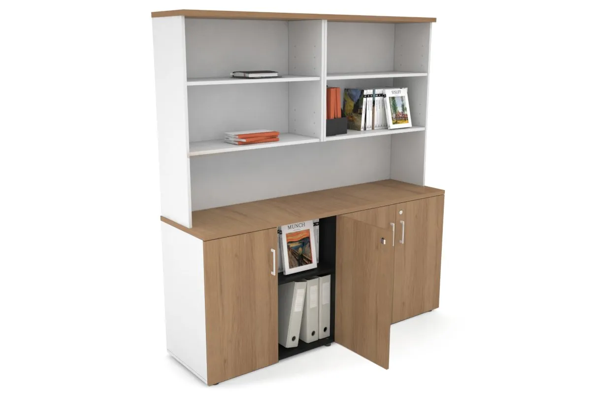 Uniform Small Storage Cupboard with Open Hutch [1600W x 750H x 450D]