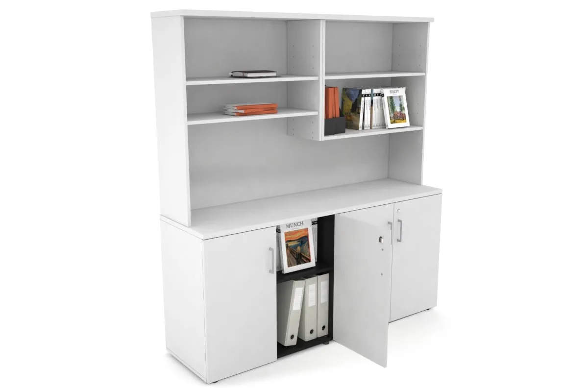 Uniform Small Storage Cupboard with Open Hutch [1600W x 750H x 450D]