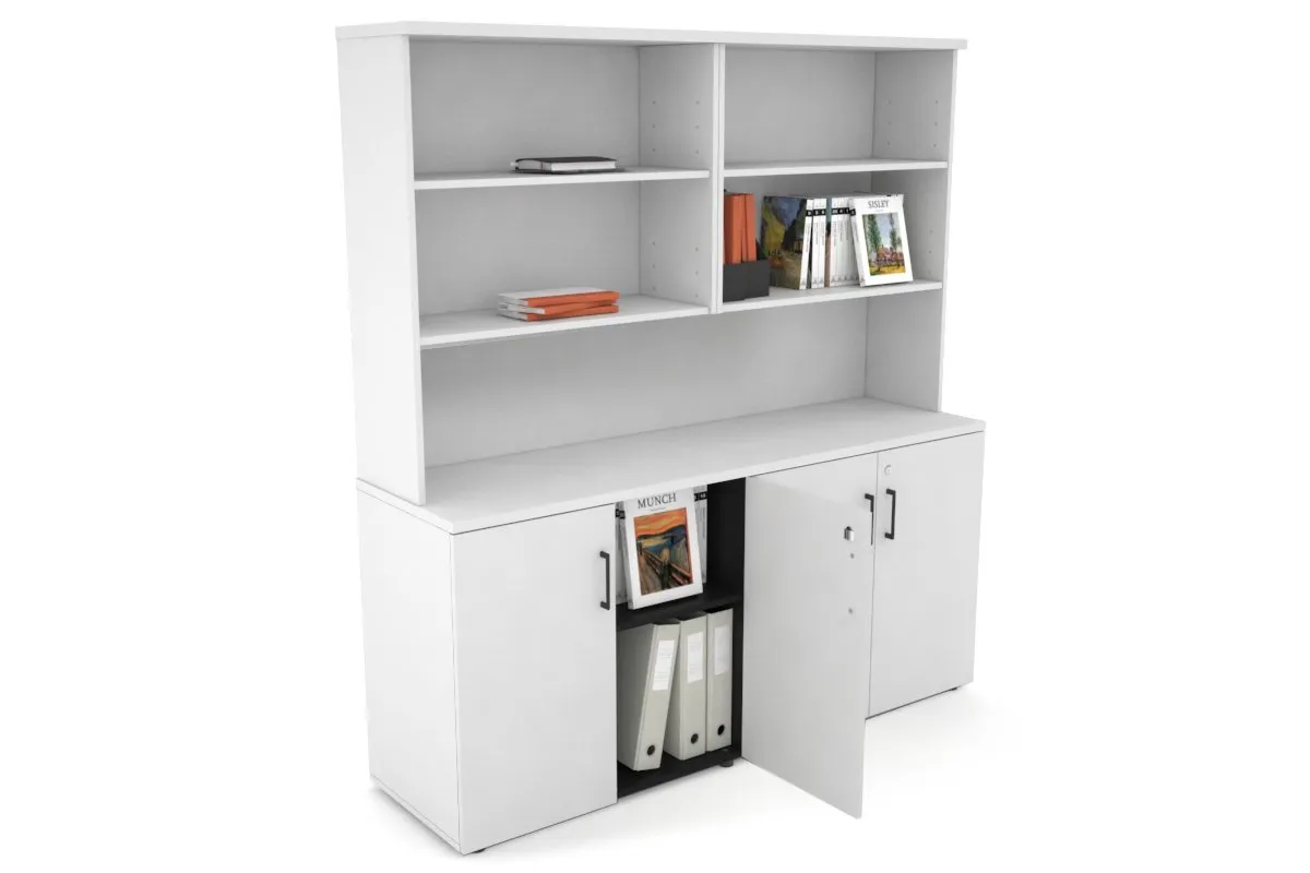 Uniform Small Storage Cupboard with Open Hutch [1600W x 750H x 450D]