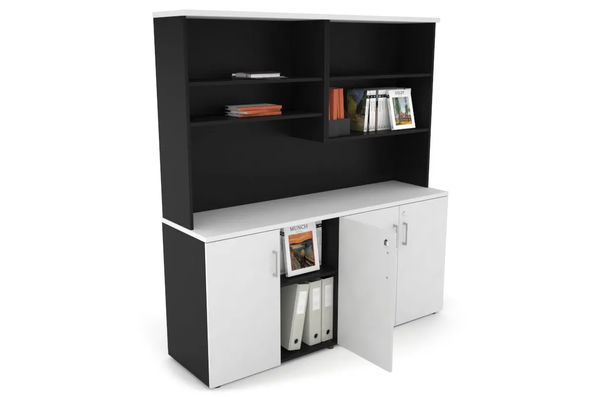 Uniform Small Storage Cupboard with Open Hutch [1600W x 750H x 450D]