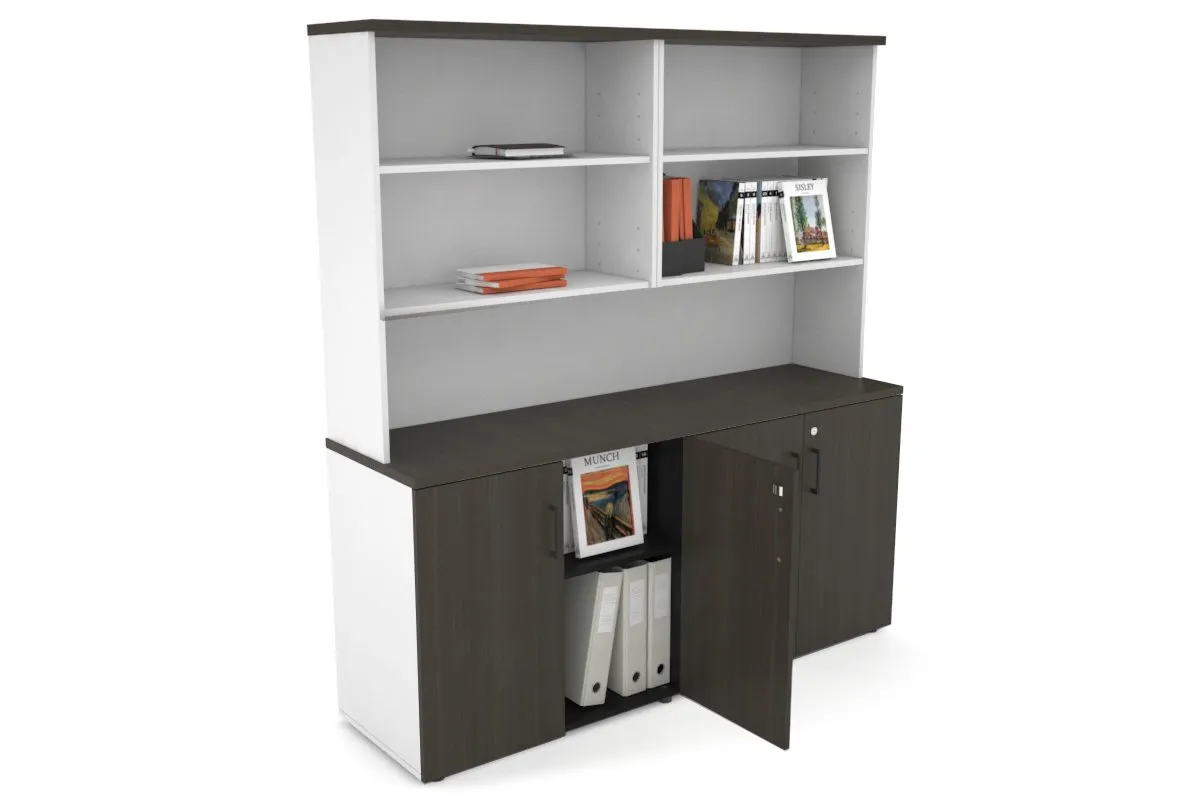 Uniform Small Storage Cupboard with Open Hutch [1600W x 750H x 450D]