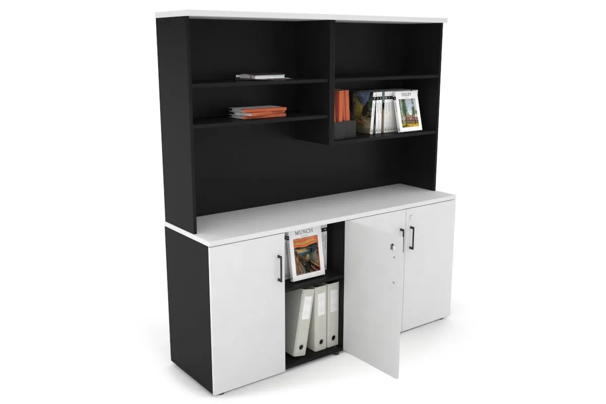 Uniform Small Storage Cupboard with Open Hutch [1600W x 750H x 450D]