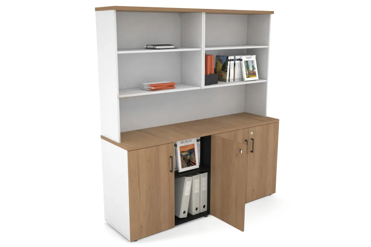 Uniform Small Storage Cupboard with Open Hutch [1600W x 750H x 450D]