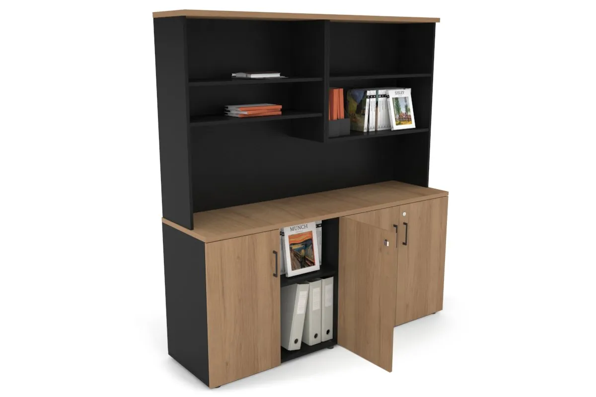 Uniform Small Storage Cupboard with Open Hutch [1600W x 750H x 450D]