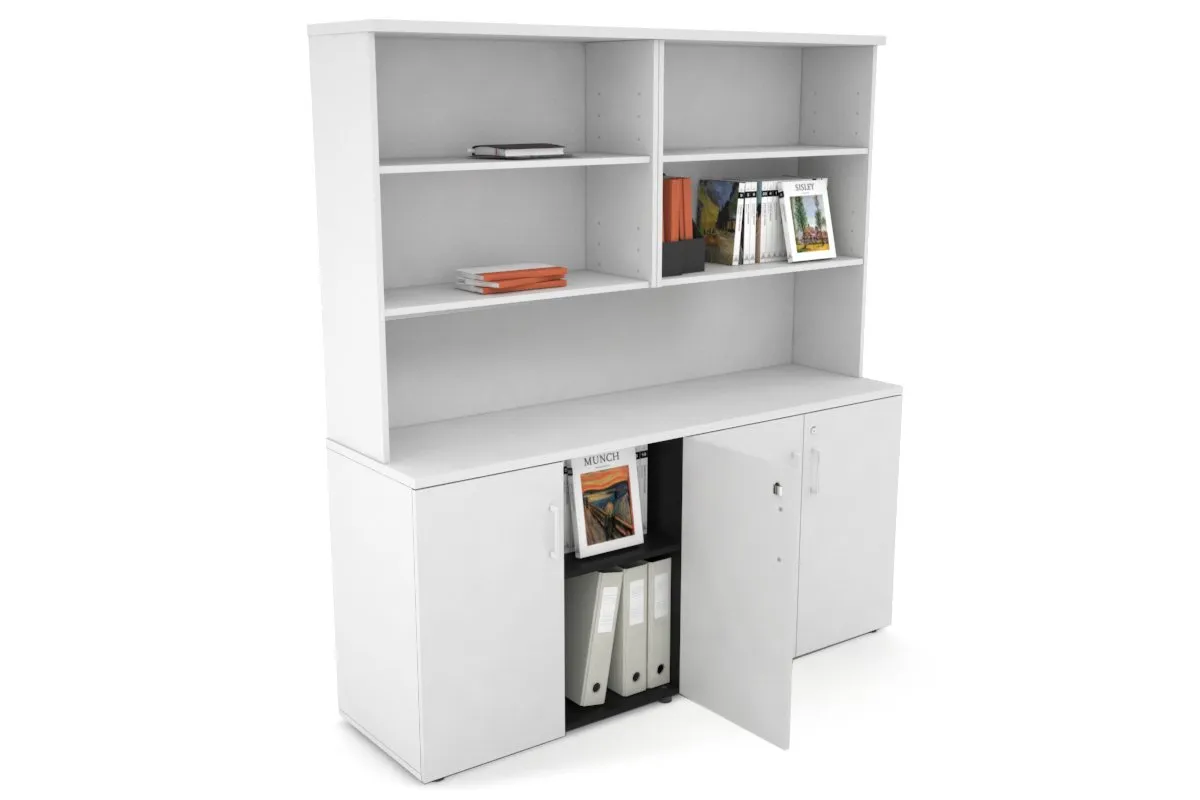 Uniform Small Storage Cupboard with Open Hutch [1600W x 750H x 450D]