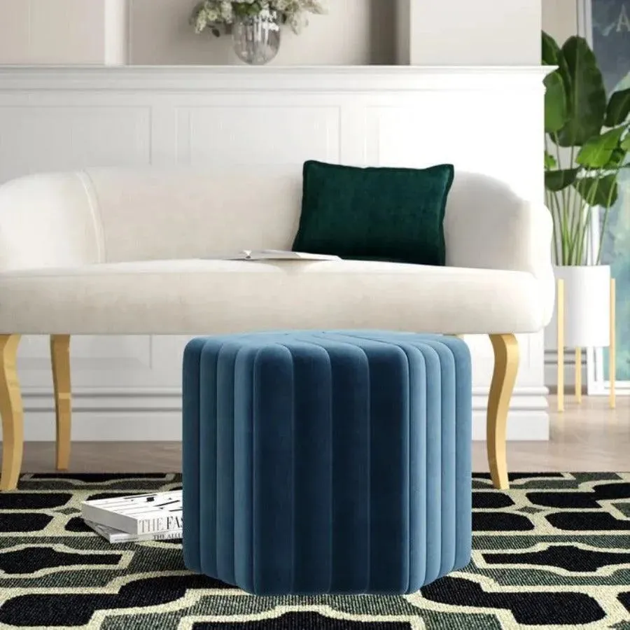 Wooden Twist Lucid Hexagonal Shape Solid Wood Pouf Ottoman Stool