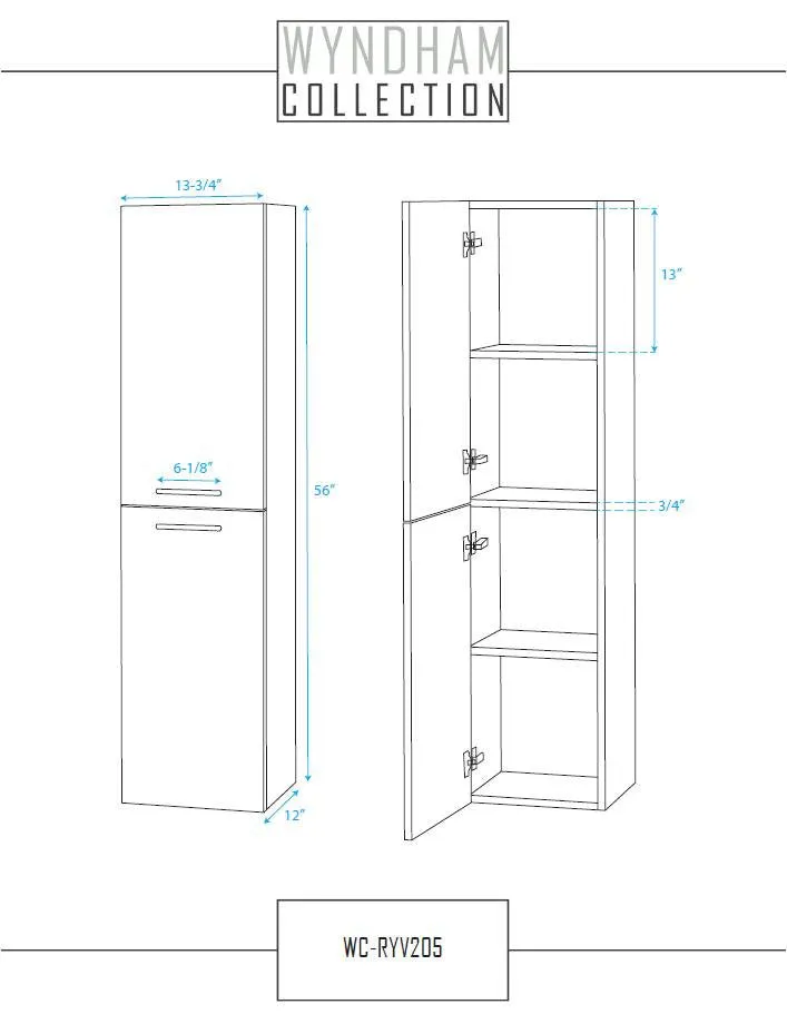 Wyndham Collection Amare Wall Cabinet - Gray Oak